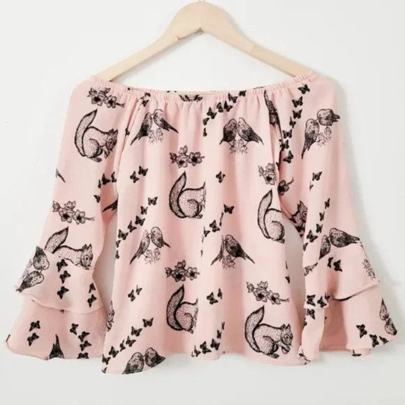 CLOSING SALE Flutter sleeve Woodland Blouse - Picture 1 of 4